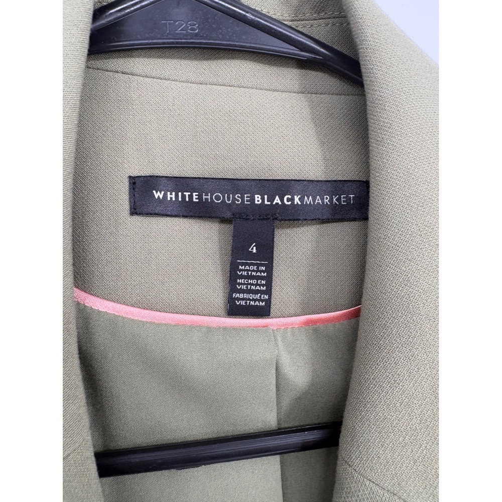 White House Black Market Blazer Womens 4 Green Double Breasted Gold Crest Button - Picture 3 of 10